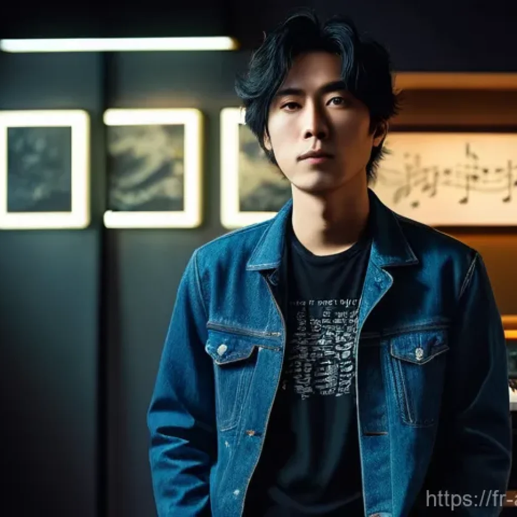 노다 요지로 배우와 가수 활동 - **Prompt:** A dynamic, full-body portrait of Yojiro Noda, embodying his musical versatility. He stan...