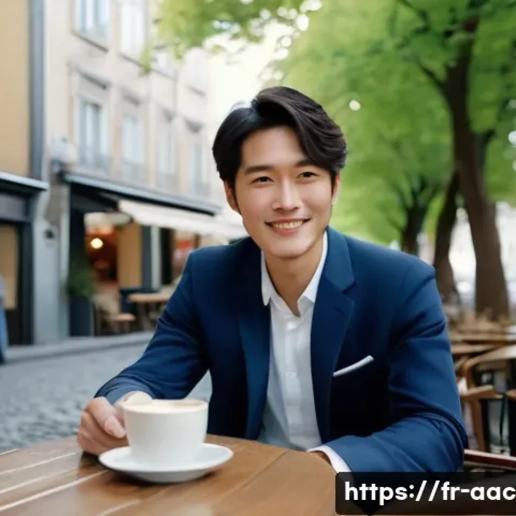 사쿠라다 도리 드라마 작품 - **Romantic Cafe Encounter:**
    "A charming Japanese man, resembling actor Sakurada Dori, in his la...