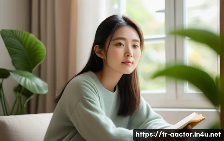 타카하시 아야코 성격 분석 - A serene young Japanese woman wearing a simple, elegant outfit with soft pastel colors, sitting calm...
